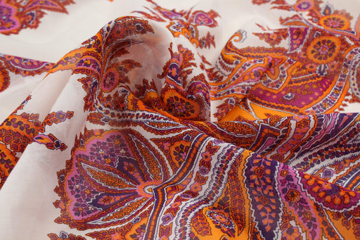Printed Cotton Silk Gauze - Paisley-Surplus-FabricSight