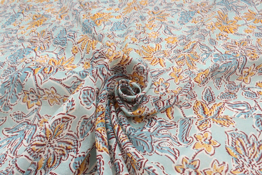 Printed Cotton Voile - Watercolor Indian Flowers - M.O.Q 30 Mts-Fabric-FabricSight