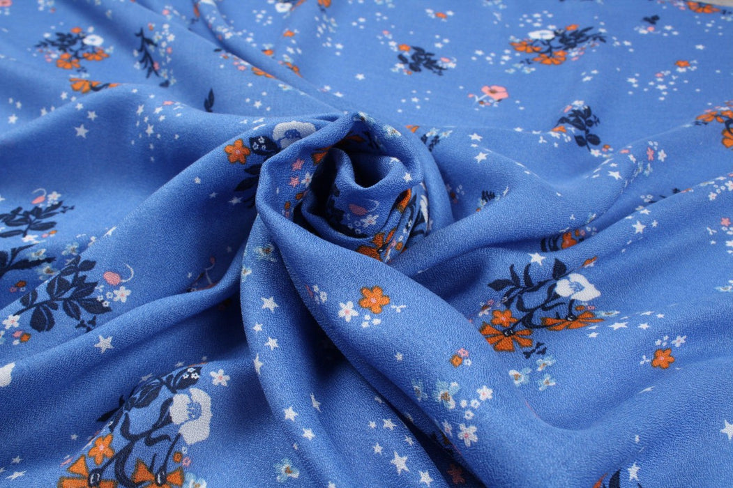 Printed Crêpe Georgette Viscose - Flowers and Stars - M.O.Q 30 Mts-Fabric-FabricSight