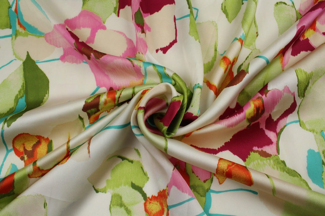 Printed Polyester Satin - Floral Print-Fabric-FabricSight