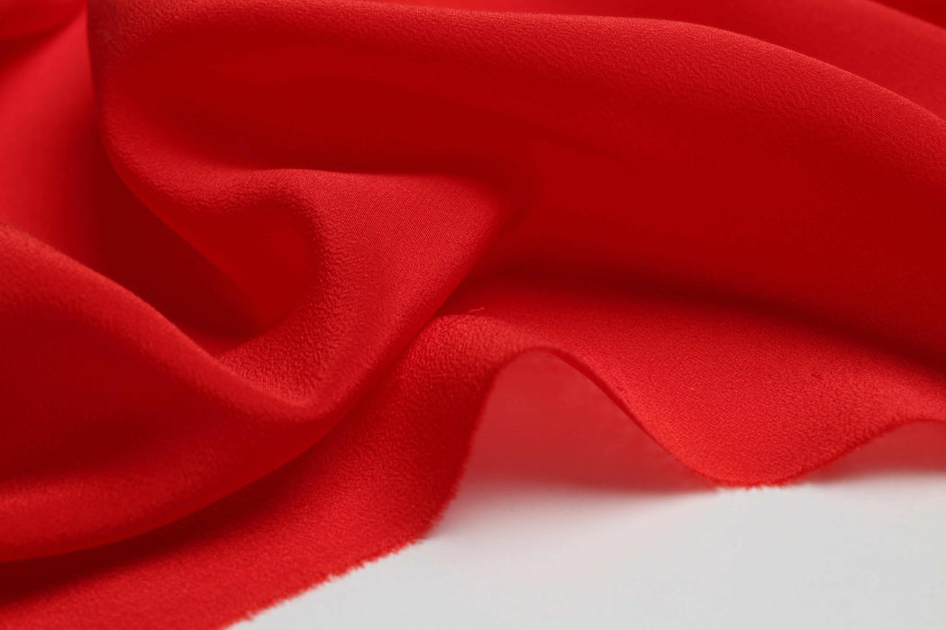 Pure Silk Crepe de Chine - Red-Fabric-FabricSight