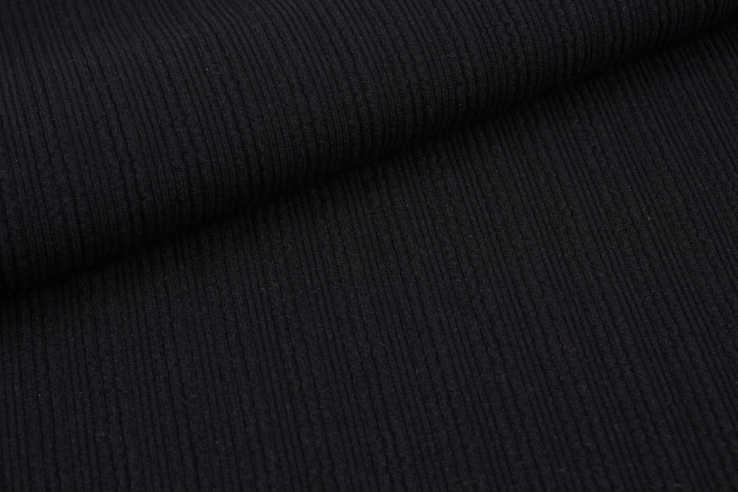 Recycled Polyamide Rapported Rib for Swimwear - Black (1.50 Mts Remnant)-Remnant-FabricSight