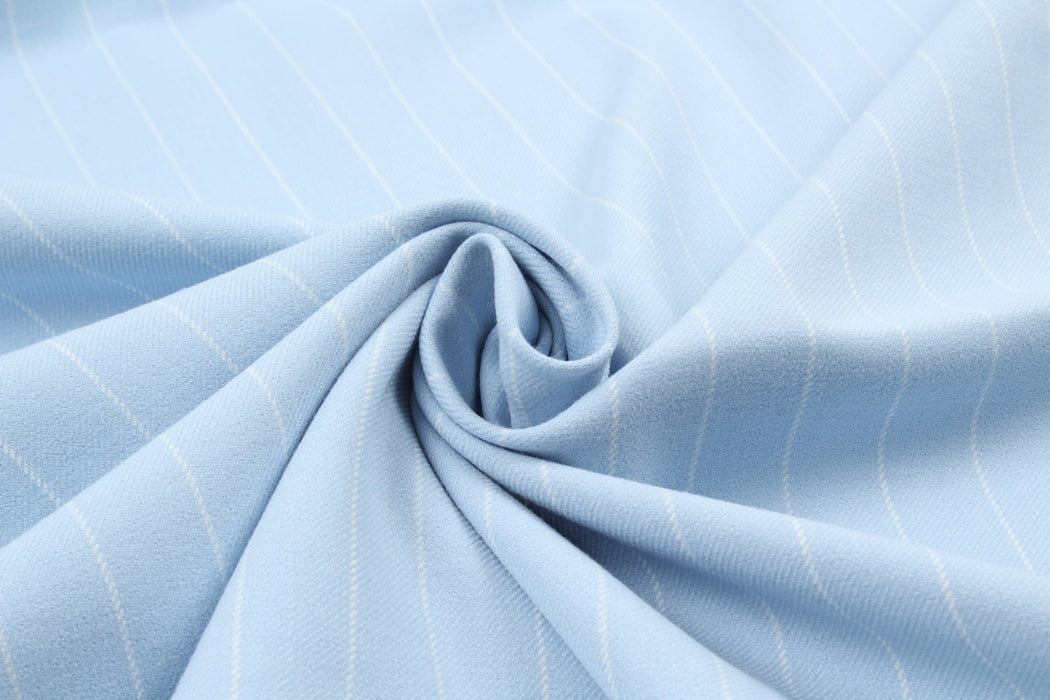 Recycled Polyester Diplomatic Stripes for Bottoms and Jackets - Light Blue-Fabric-FabricSight