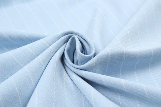 Recycled Polyester Diplomatic Stripes for Bottoms and Jackets - Light Blue-Fabric-FabricSight