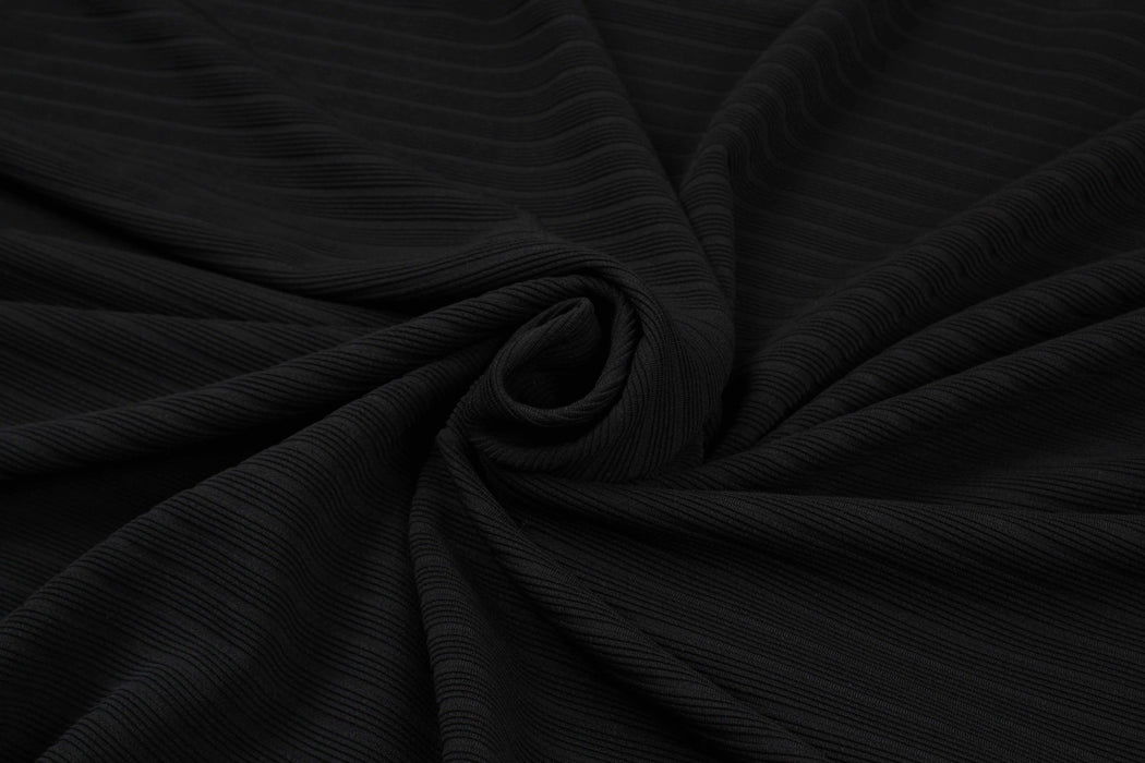 Recycled Polyester Ottoman - Stretch - Black (0,90 Mts Remnant)-Remnant-FabricSight