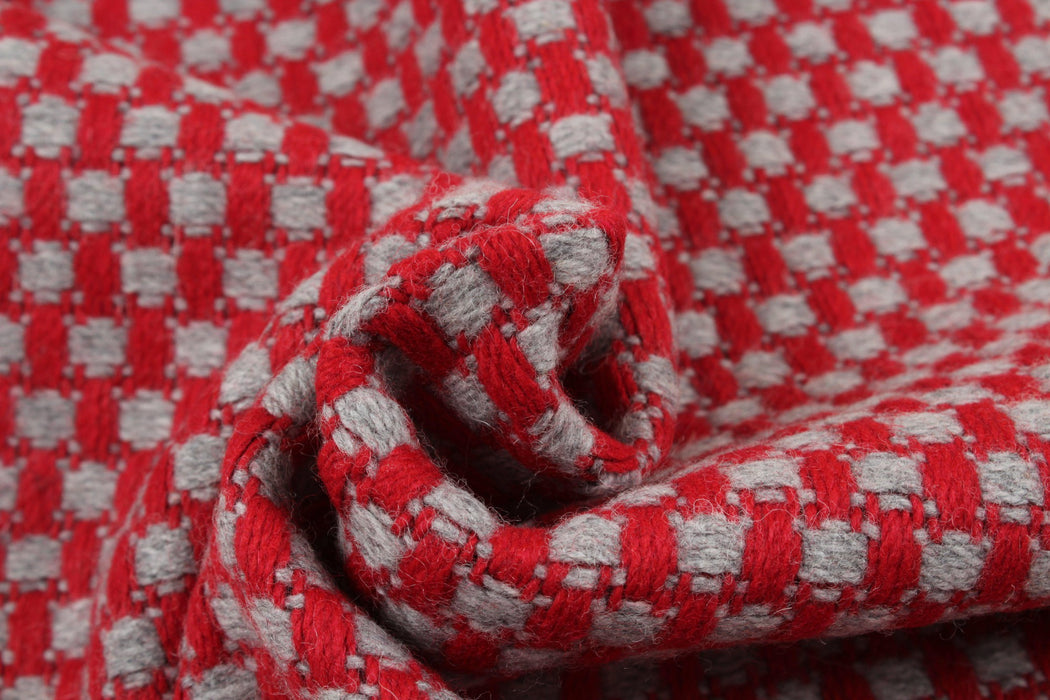 Recycled Wool Jacquard for Coats - Basketweave Look-Fabric-FabricSight