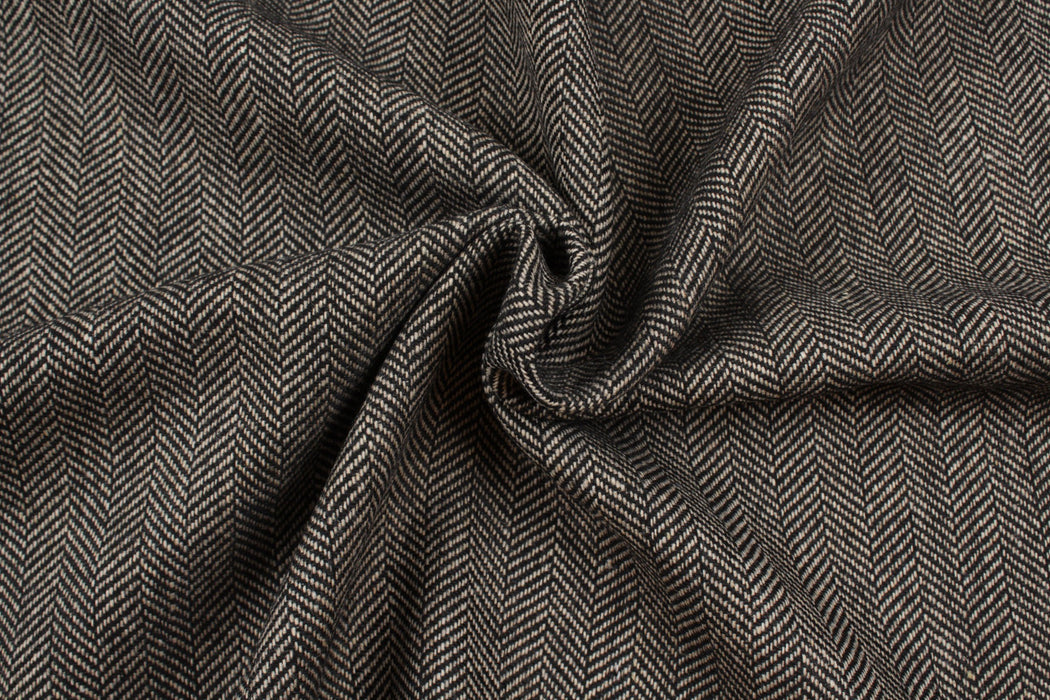 Recycled Wool - Melange Herringbone-Fabric-FabricSight