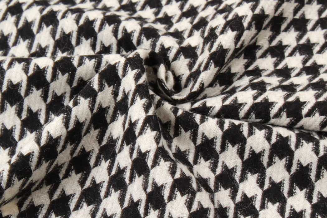 Recycled Wool for Coats - Houndstooth-Fabric-FabricSight