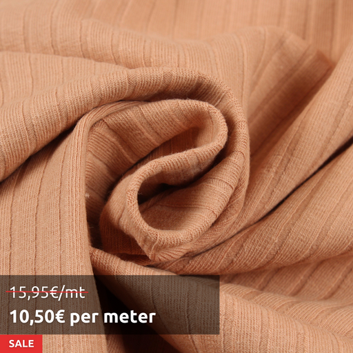 Roll 7 Mts - Stretch Cotton Rib 6x3 for Tops - Soft Touch (Caramel) - Offer: 10,50€/Mt-Roll-FabricSight