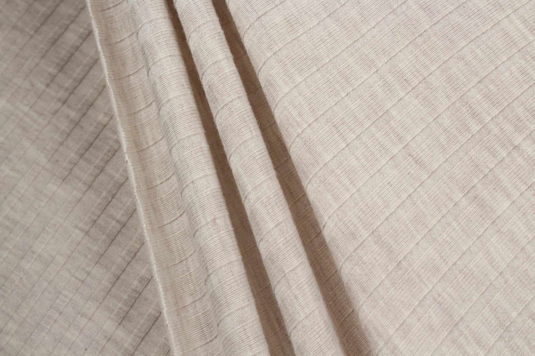 Roll 8 Mts - Stretch Cotton Rib 6x3 for Tops - Soft Touch (Beige Melange) - Offer: 10,50€/Mt-Roll-FabricSight