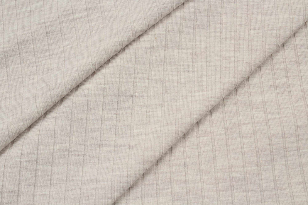 Roll 8 Mts - Stretch Cotton Rib 6x3 for Tops - Soft Touch (Beige Melange) - Offer: 10,50€/Mt-Roll-FabricSight