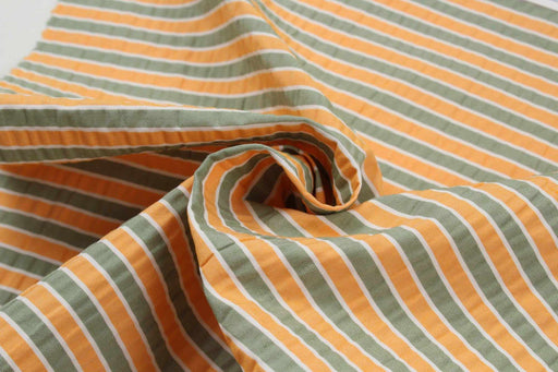 Seaqual™ Recycled Polyester and Cotton Wrinkled Effect Fabric - Stripes-Fabric-FabricSight