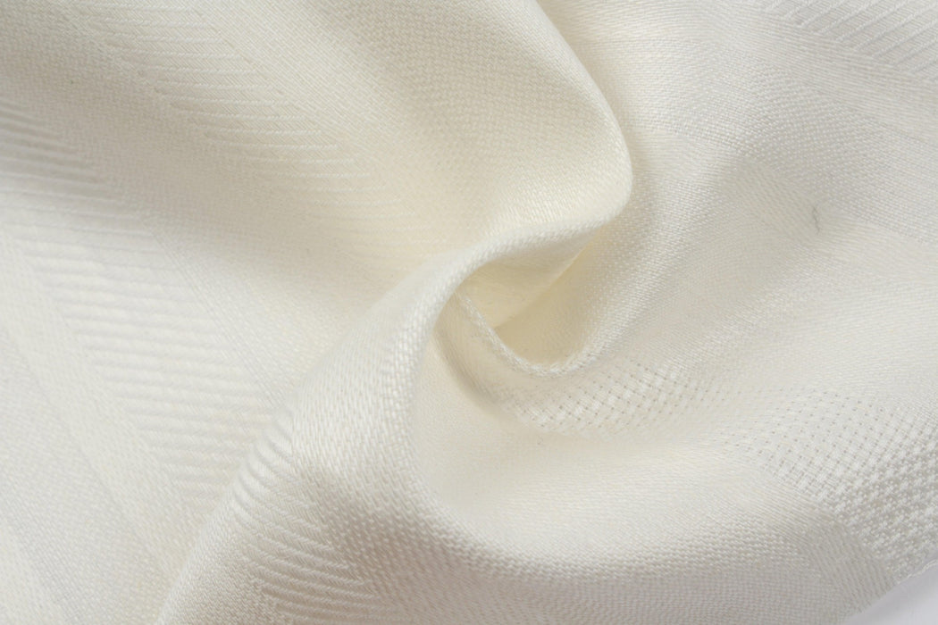 Shiny Linen Blend Jacquard - Stripes - Off White-Fabric-FabricSight