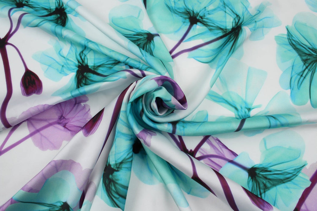 Shiny Satin - Flowers Print-Fabric-FabricSight