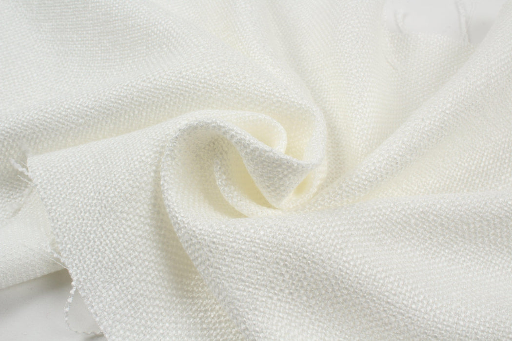Slubbed Viscose Blend Tweed for Summer - White-Fabric-FabricSight