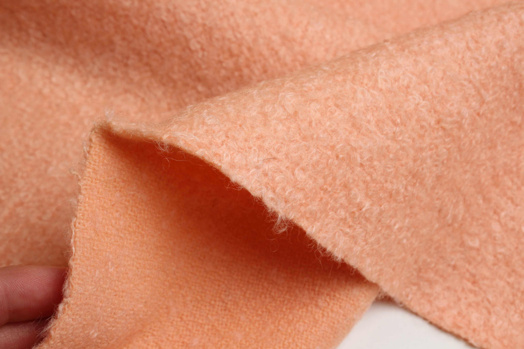 Soft Bouclé Wool & Mohair – Shell Coral-Fabric-FabricSight