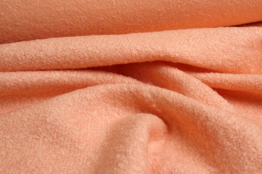 Soft Bouclé Wool & Mohair – Shell Coral-Fabric-FabricSight