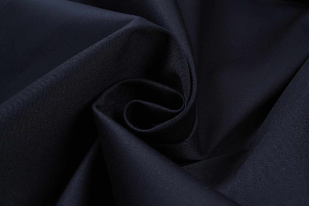 Soft Cotton Satin Stretch for Trousers - Navy (1 Meter Remnant)-Remnant-FabricSight