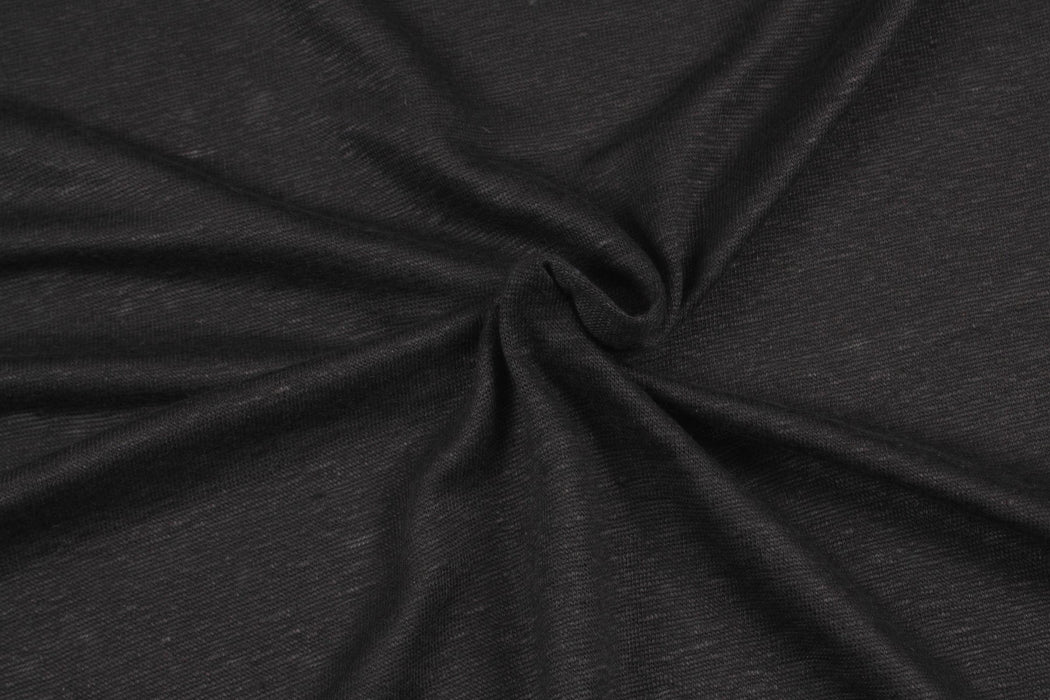 Soft Linen Single Jersey - Black-Fabric-FabricSight