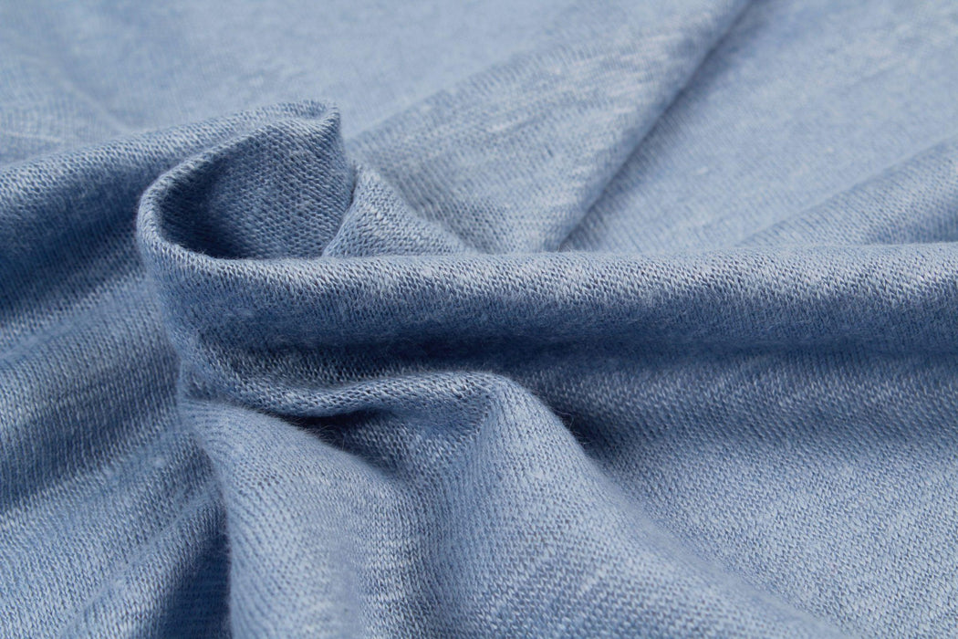 Soft Linen Single Jersey - Dolphin Blue-Fabric-FabricSight