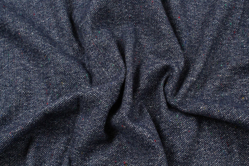 Soft Melange Wool Blend for Coats - Navy Blue-Fabric-FabricSight
