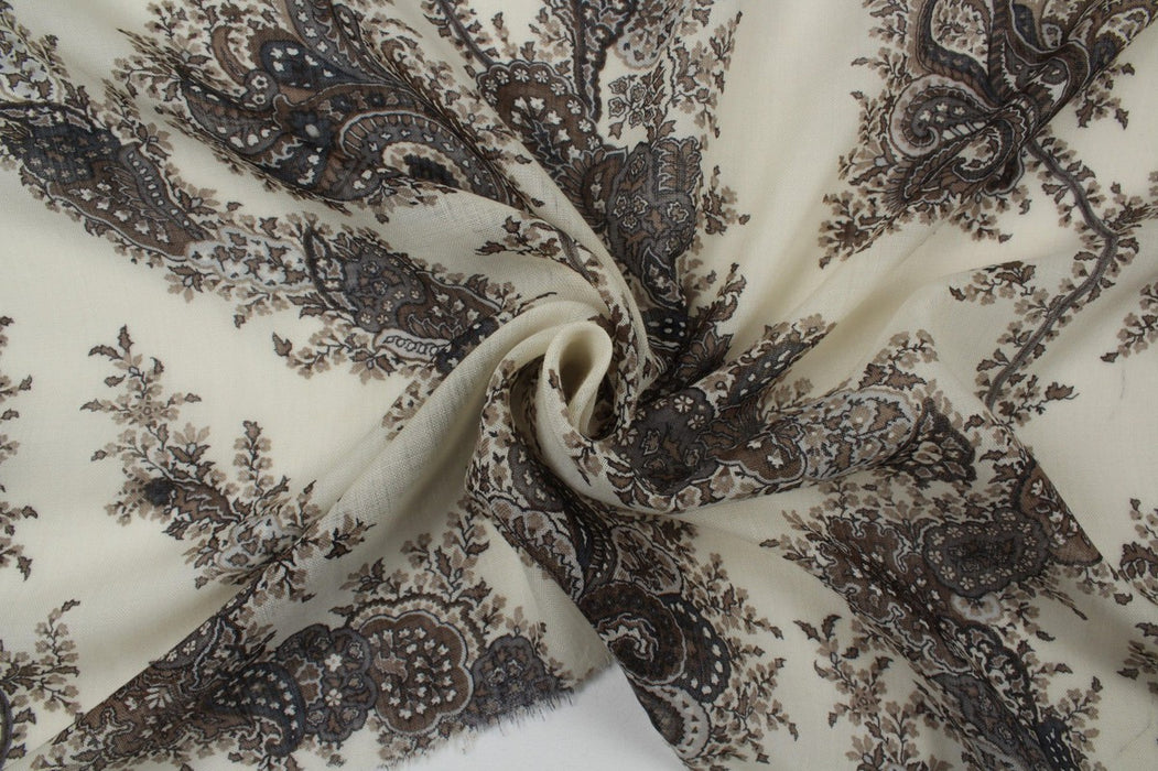 Soft Printed Wool Muslin - Paisley-Fabric-FabricSight