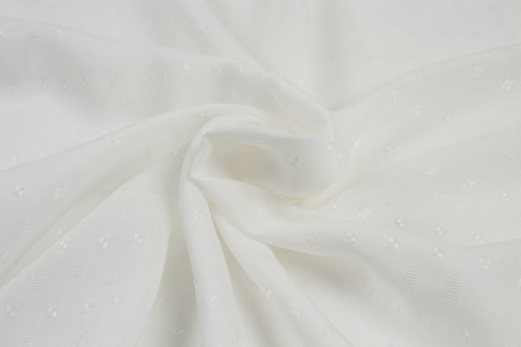 Soft Viscose Jacquard for Blouses and Dresses - White-Fabric-FabricSight