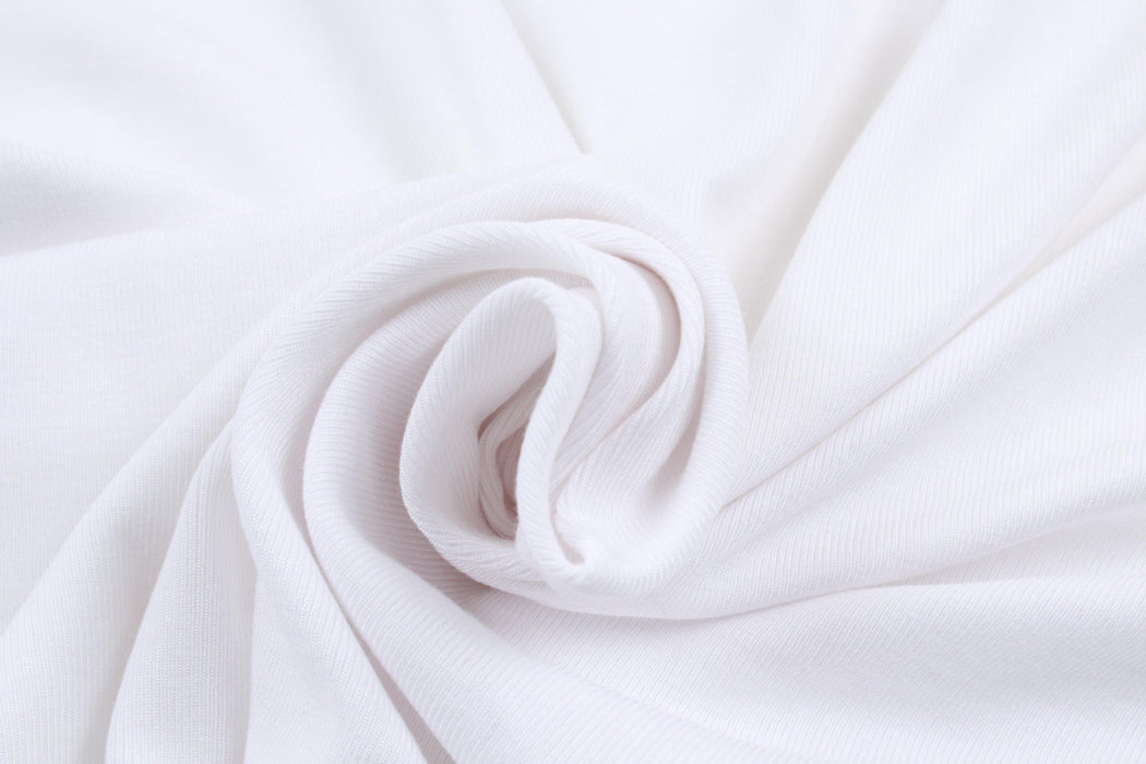 Stretch Bamboo Rib for Tops, Neckbands and Cuffs - Optical White (Remnant)-Remnant-FabricSight