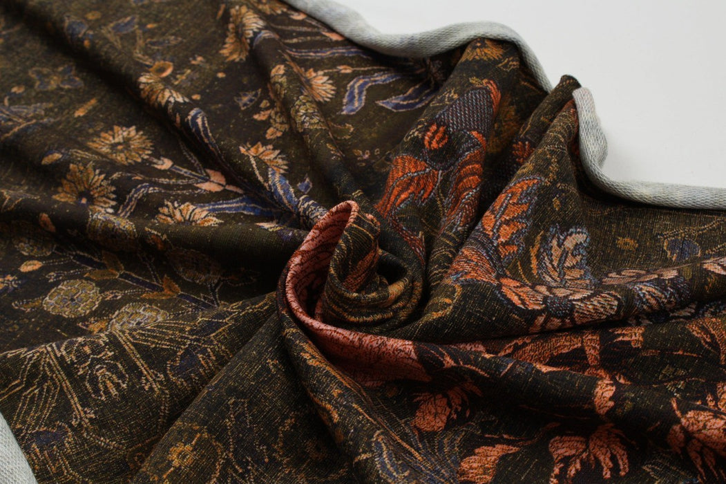 Stretch Cotton Terry - Baroque Print - Brown-Fabric-FabricSight