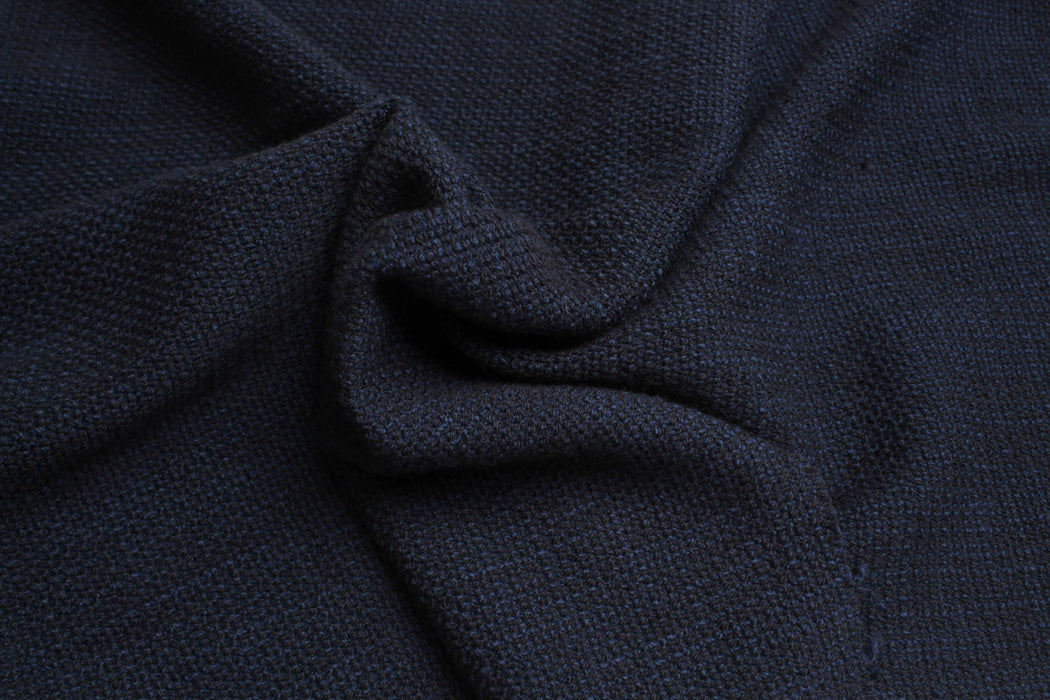 Stretch Cotton Tweed – Navy & Black – Spanish Deadstock-Fabric-FabricSight