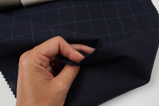 Stretch Linen Cotton for Bottoms - 200 GMS - Windowpane Checks-Fabric-FabricSight