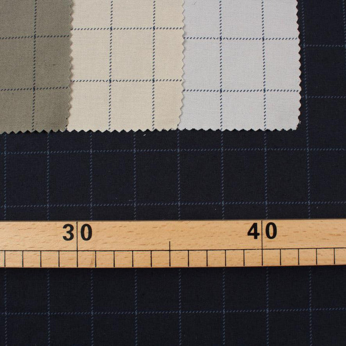 Stretch Linen Cotton for Bottoms - 200 GMS - Windowpane Checks-Fabric-FabricSight