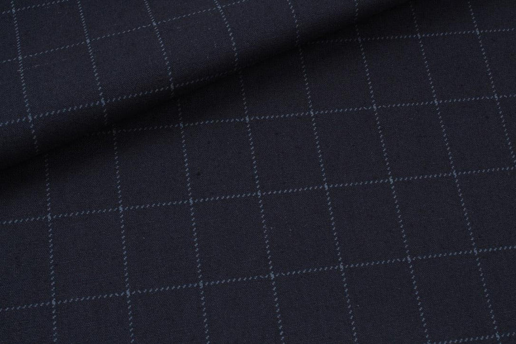 Stretch Linen Cotton for Bottoms - 200 GMS - Windowpane Checks-Fabric-FabricSight