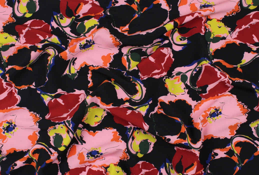 Stretch Matt Satin - Floral print-Surplus-FabricSight