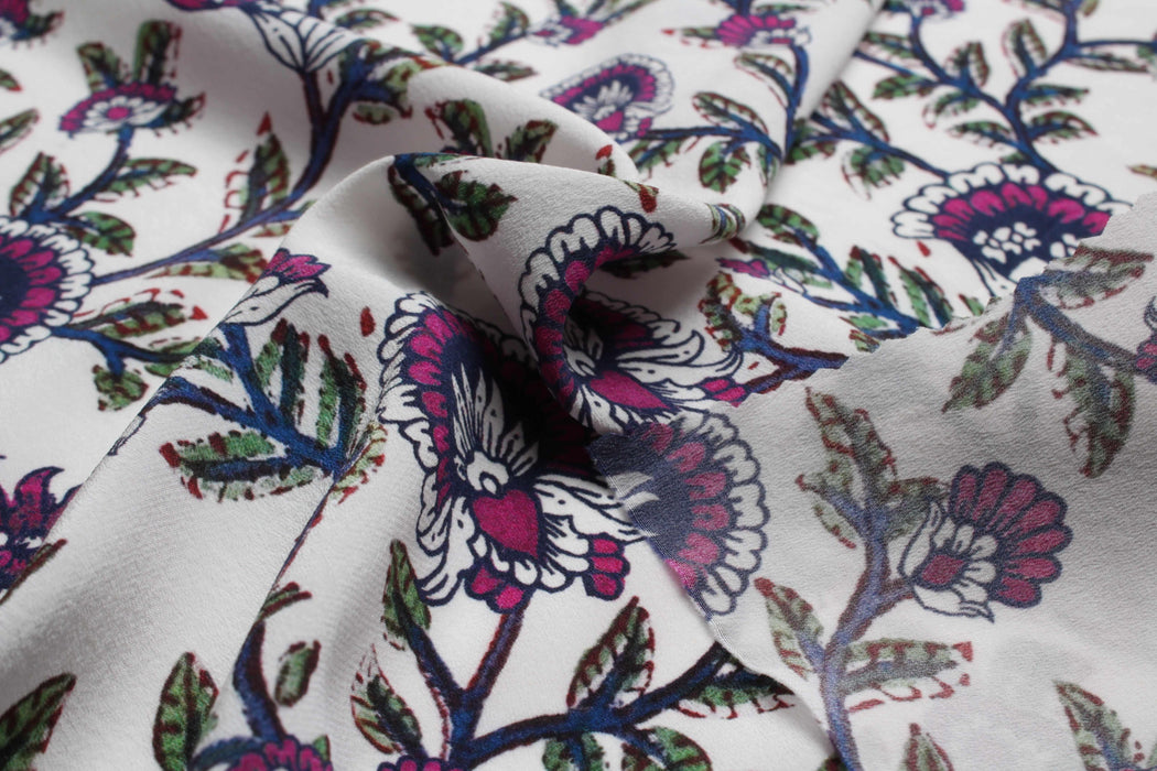 Stretch Silk Crêpe de Chine - Floral Print-Fabric-FabricSight