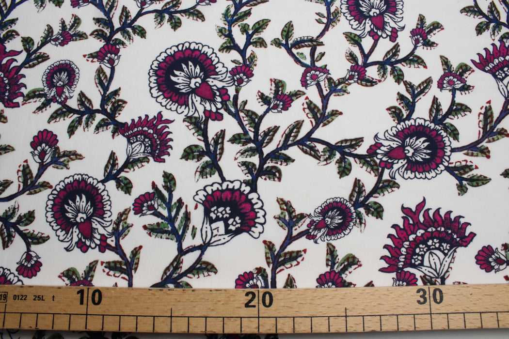 Stretch Silk Crêpe de Chine - Floral Print-Fabric-FabricSight