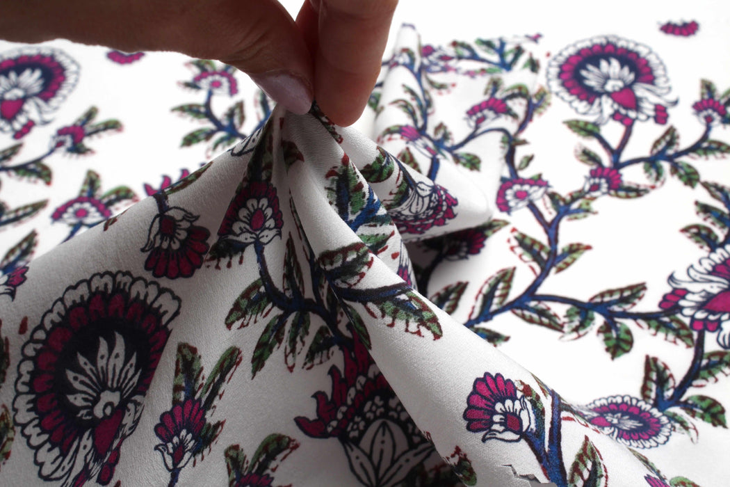 Stretch Silk Crêpe de Chine - Floral Print-Fabric-FabricSight
