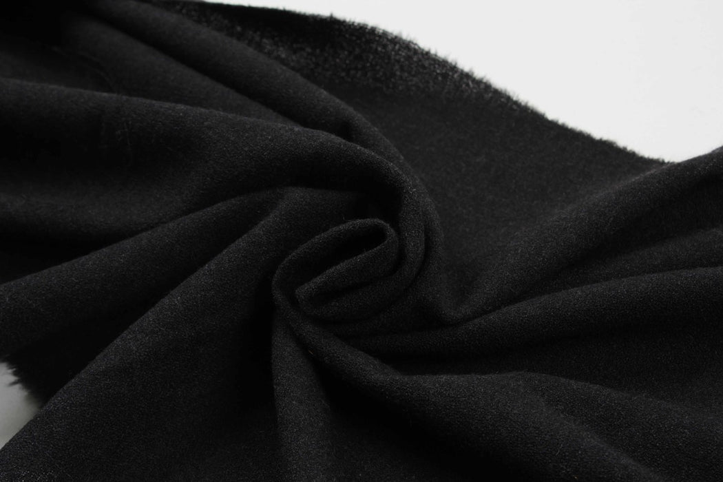 Stretch Wool Crepe - Light-Weight - Black-Fabric-FabricSight
