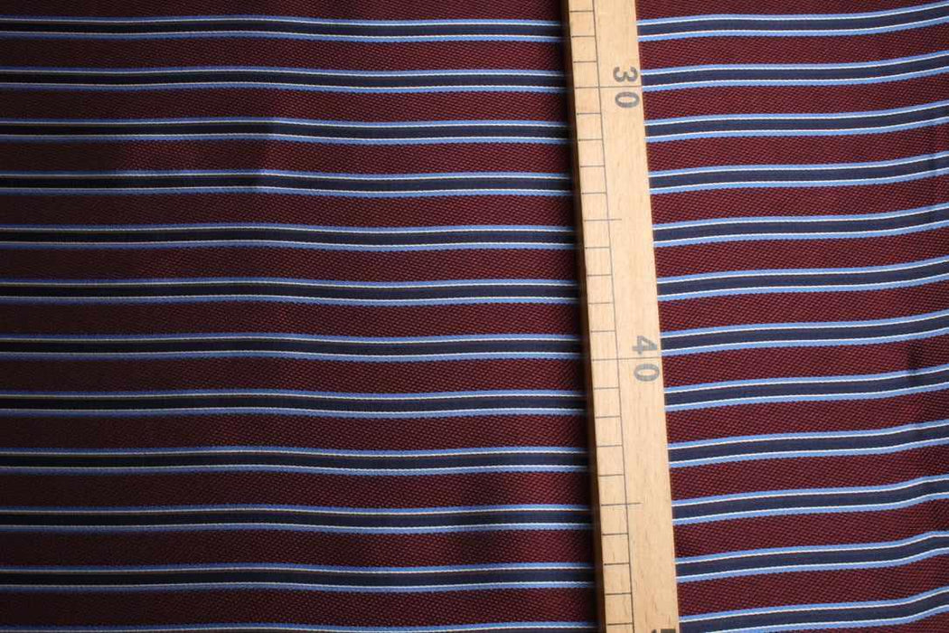 Striped Silk Jacquard – Burgundy, Navy & Light Blue-Fabric-FabricSight