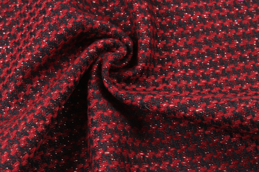Structured Recycled Wool - Red-Fabric-FabricSight