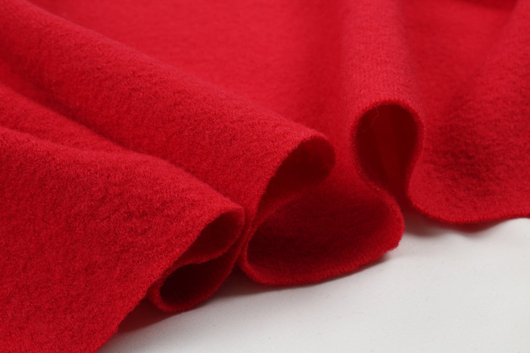 Textured Red Boiled Wool for Jackets and Coats-Fabric-FabricSight