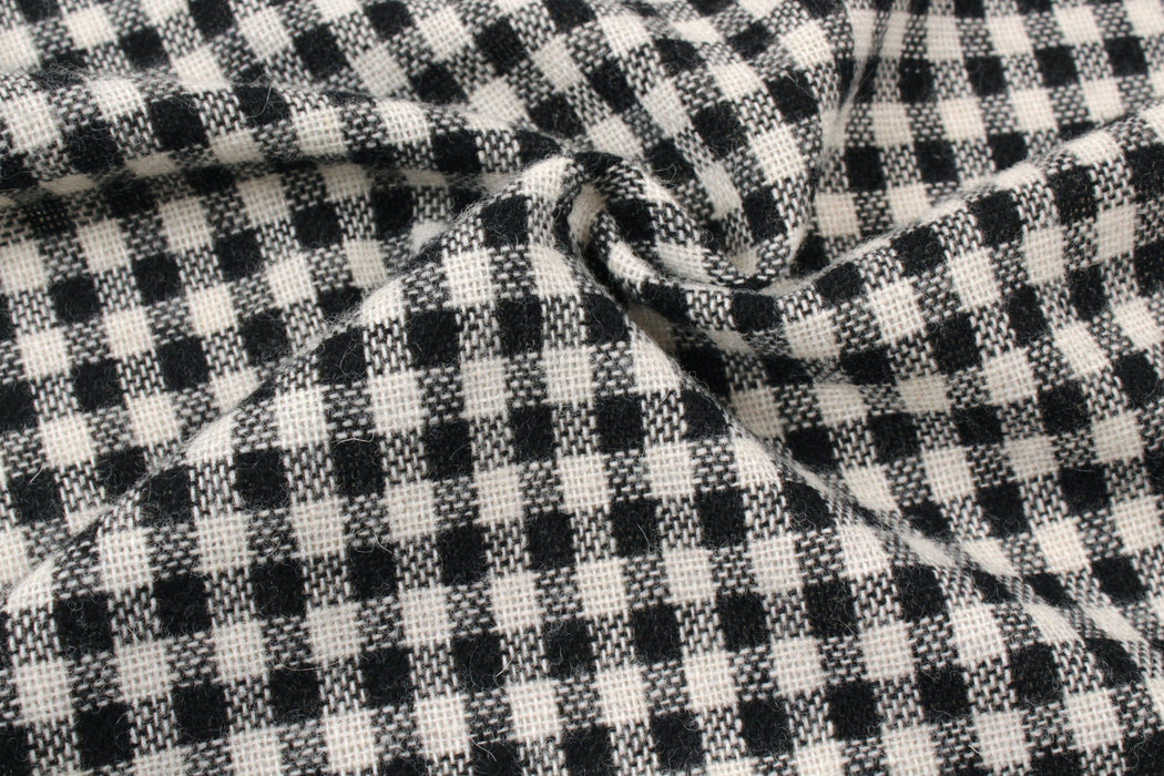 Vichy Checks Recycled Wool with Silk-Fabric-FabricSight