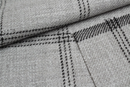 Virgin Wool and Cotton Windowpane for Coats and Jackets-Fabric-FabricSight