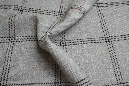 Virgin Wool and Cotton Windowpane for Coats and Jackets-Fabric-FabricSight