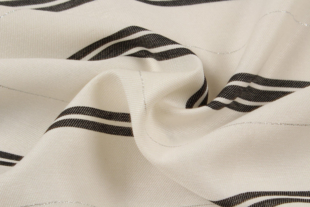 Viscose Cotton Shirting - Stripes and Lurex-Fabric-FabricSight