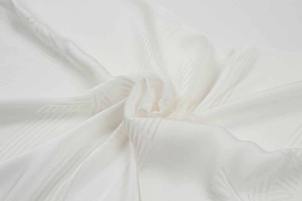 Viscose Silk Devoré Fabric - Ribbons Pattern - White-Fabric-FabricSight