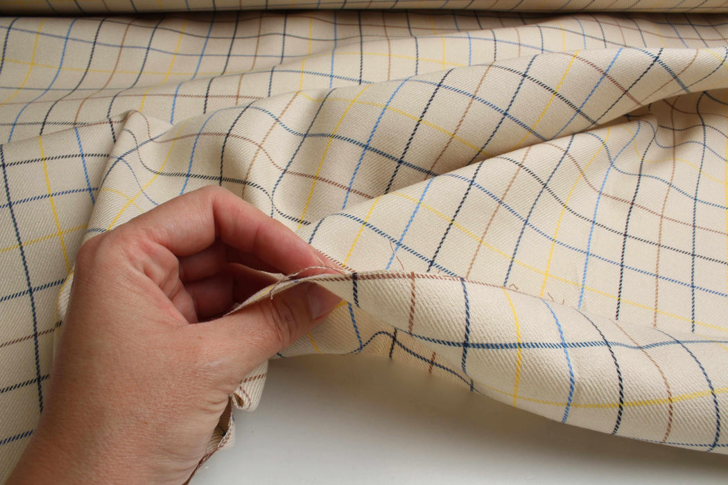 Viscose Tencel™ Windowpane Check Fabric – Spanish Deadstock-Fabric-FabricSight