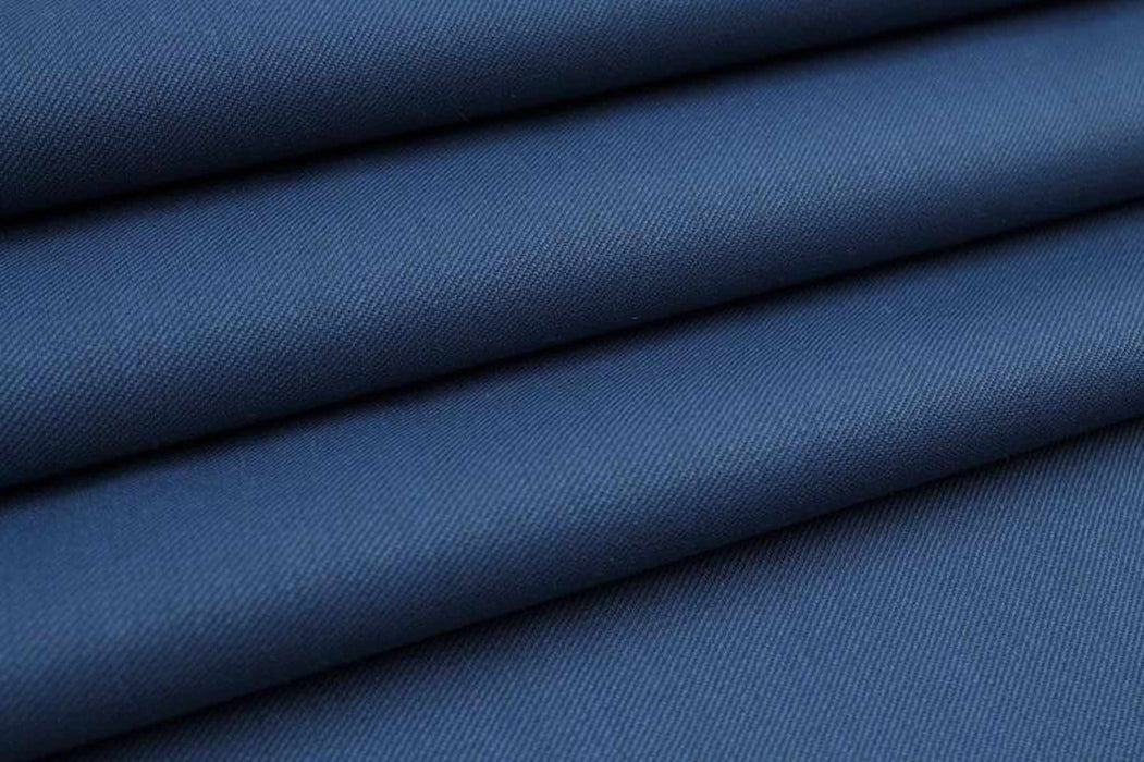 Worsted Wool Blend for Suits - ALENTO - Blue-Fabric-FabricSight