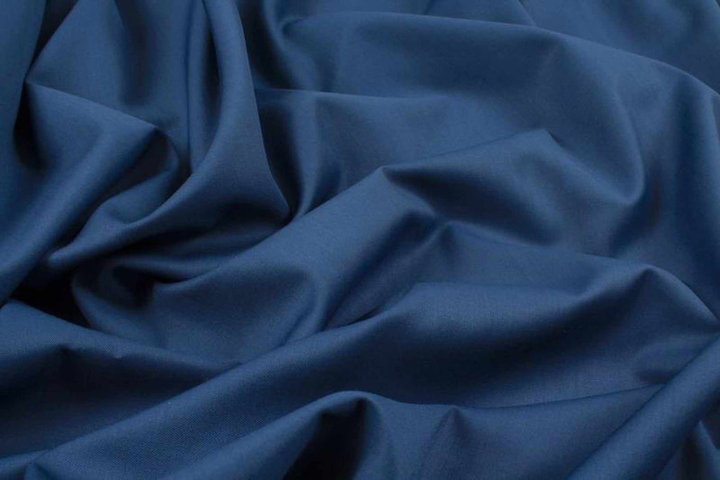 Worsted Wool Blend for Suits - ALENTO - Blue-Fabric-FabricSight
