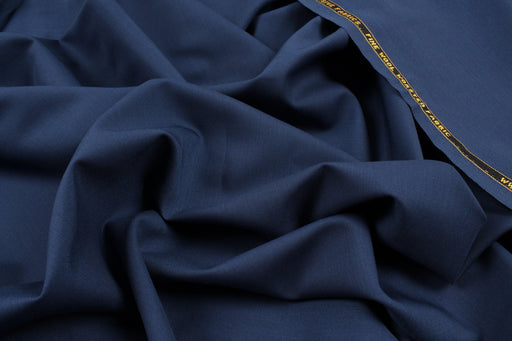 Worsted Wool Blend for Suits - ALENTO - Blue-Fabric-FabricSight